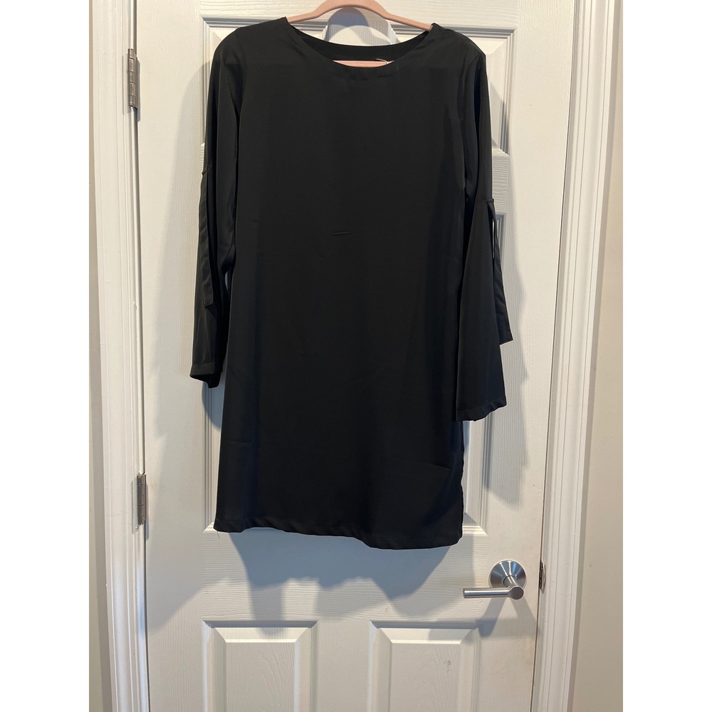 YOINS Black Long Sleeve Split Cuff Shift Dress Womens Size Large L US 12